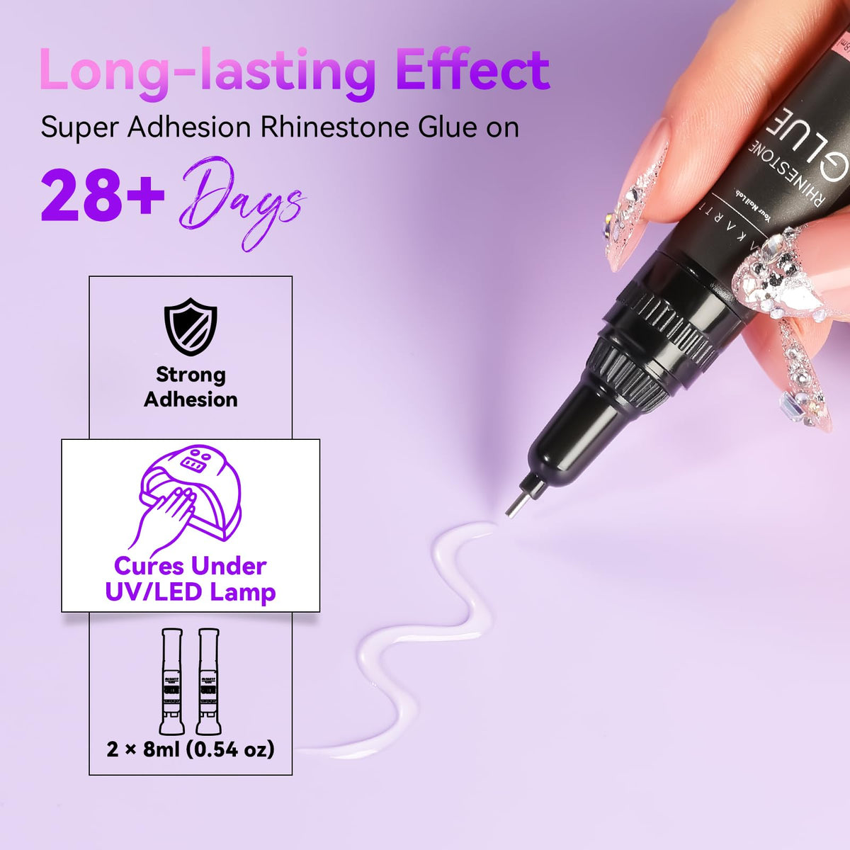 Makartt tube beside a finger to show the 8ml scale and control