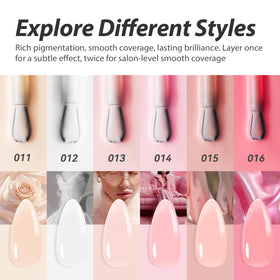 Makartt nail wheel swatches displaying six sheer peachy pink shades for color choice