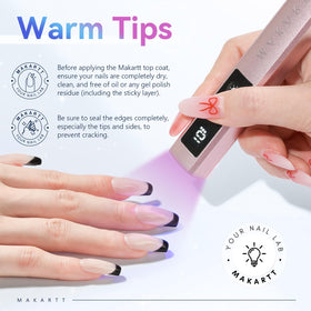Makartt top coat next to a coin for 10ml size comparison and travel-friendly convenience