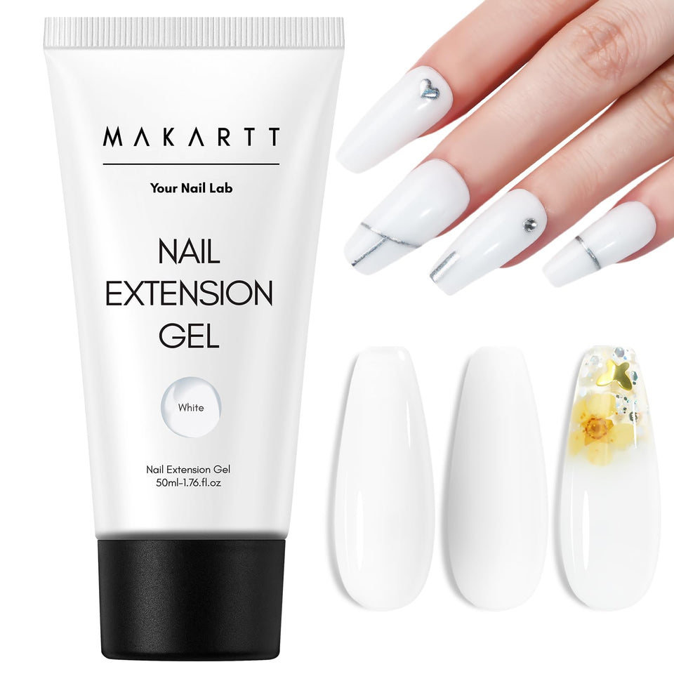 Makartt tube front showing 50ML white poly gel, clear product identification benefit