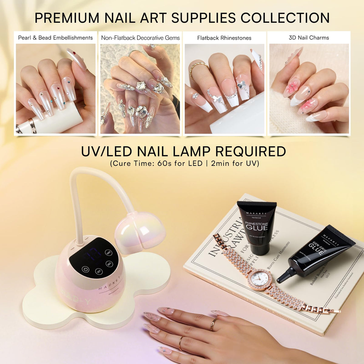 Makartt gel curing under UV/LED lamp for fast secure bond