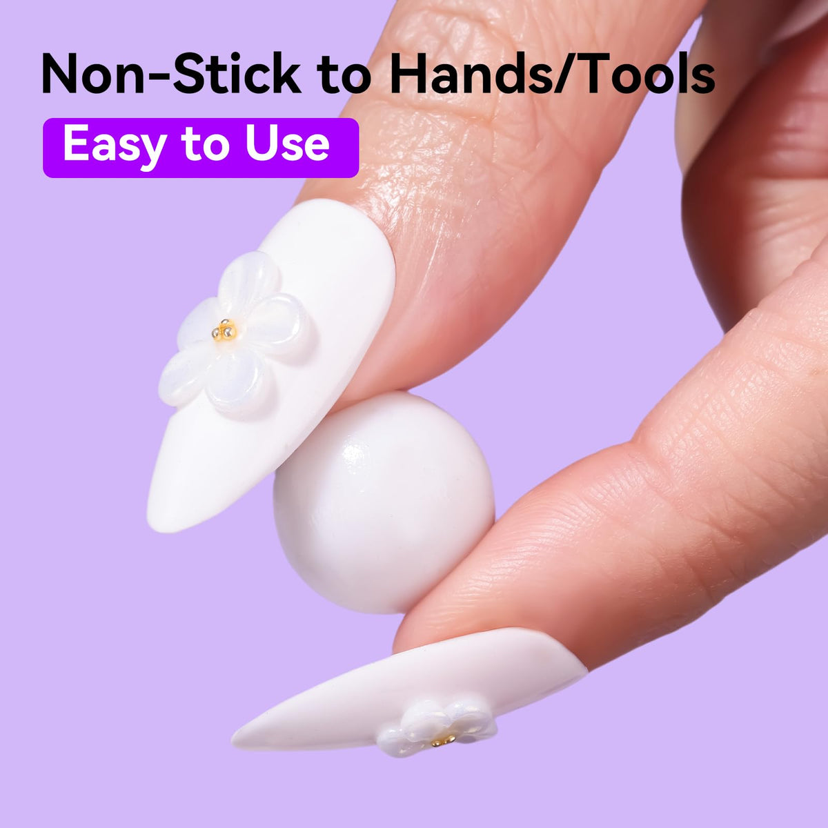 Makartt white gel texture close-up highlighting non-sticky sculptable consistency advantage