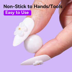 Makartt white gel texture close-up highlighting non-sticky sculptable consistency advantage