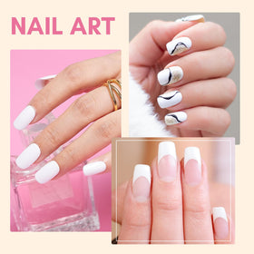 Makartt white gel on styled nails in lifestyle setting for salon-quality benefit