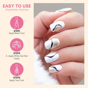 Makartt white gel beside ruler showing 15ml size and travel-friendly benefit