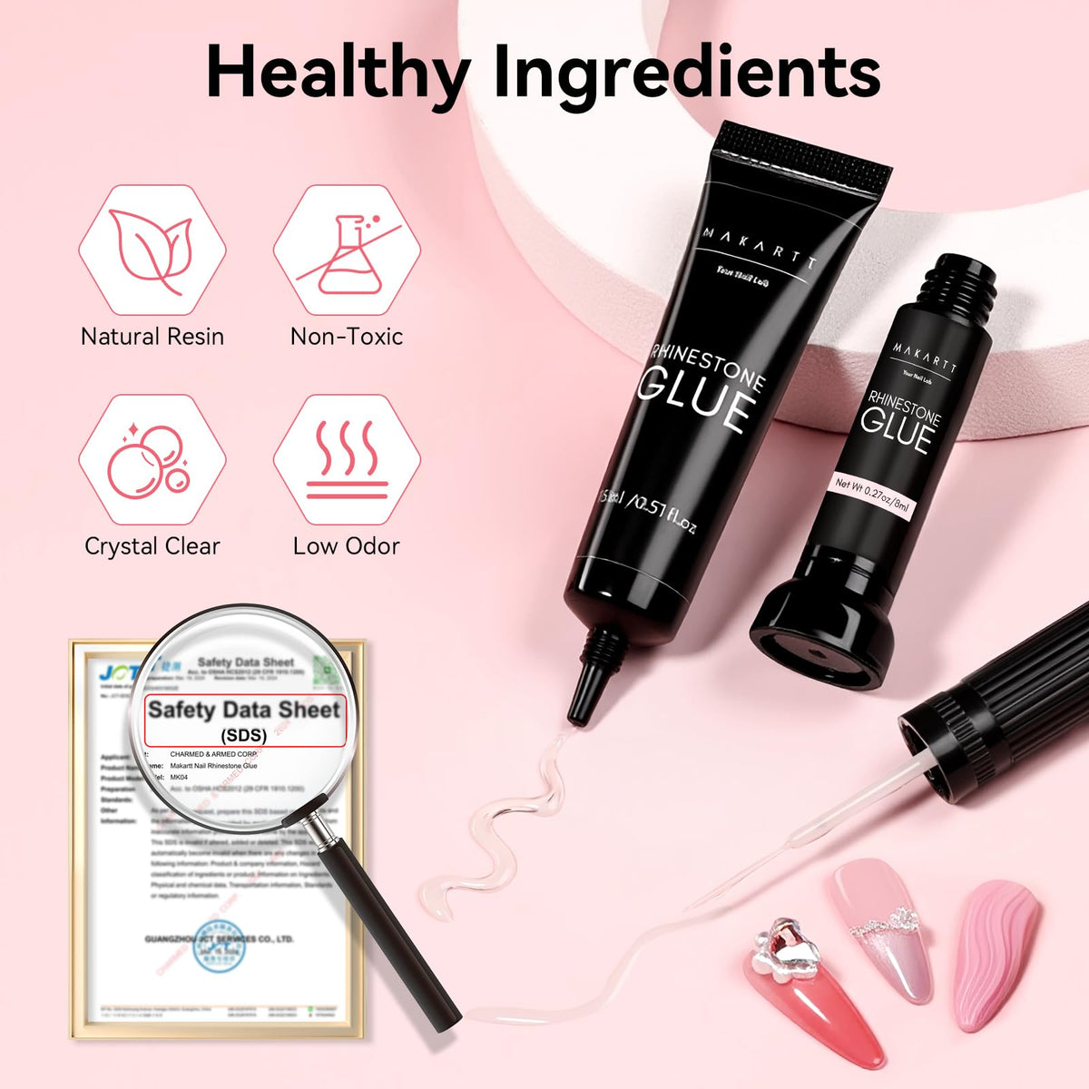 Makartt workstation scene showing glue use during professional manicure