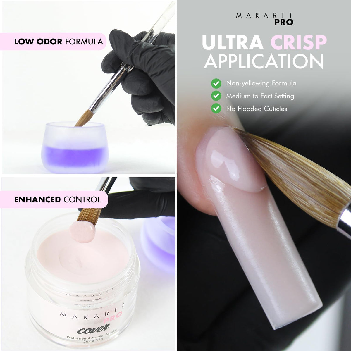 MakarttPro brush acrylic application showing controlled bead formation benefit