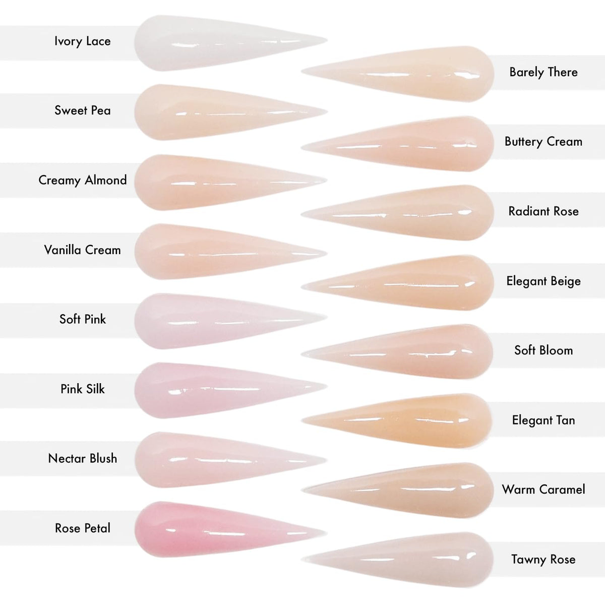 Swatch cards showing Pink Silk shade versatility for layered nail art