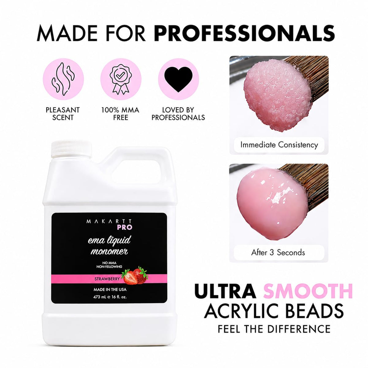 MakarttPro pouring acrylic monomer into dappen dish for controlled use benefit