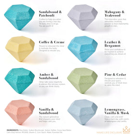 MAKE LIFE EXCLUSIVE diamond-shape close-up highlighting texture and fizzing action