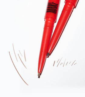 MAKE nano brow drawn micro strokes on brow demonstrating realistic texture