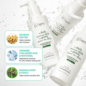 MAKE P:REM cleansing in use on face demonstrating gentle makeup removal