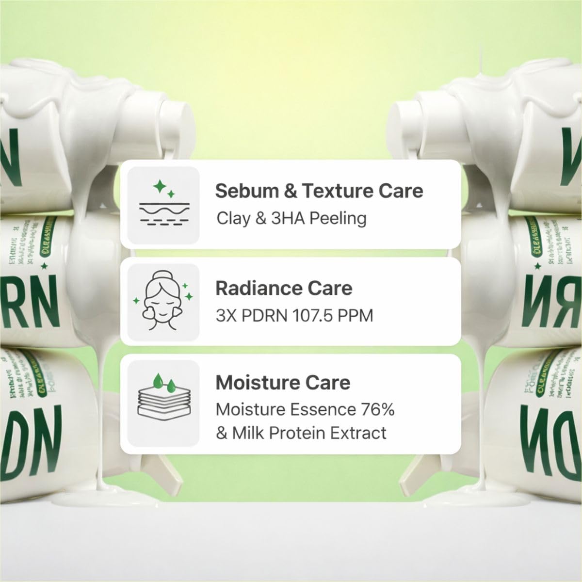 MAKEP:REM pump dispensing cleanser illustrating easy controlled use