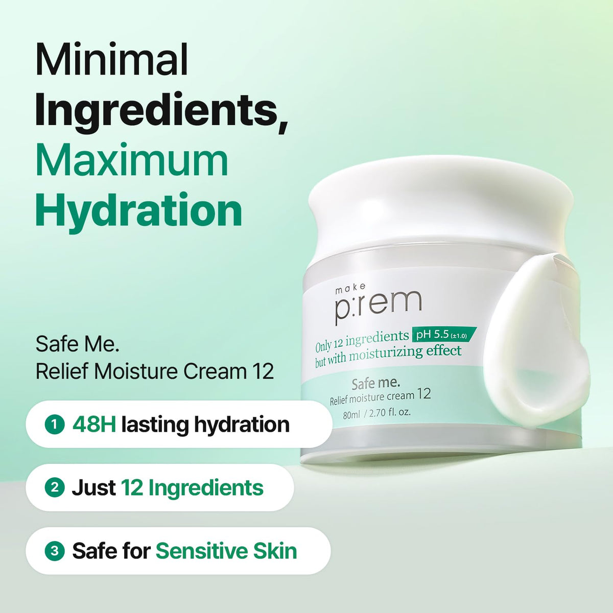 MAKE P:REM texture close-up of yogurt-like cream revealing fast-absorbing finish