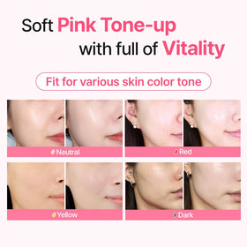 MAKE P:REM applied to face showing even tone-up and natural finish
