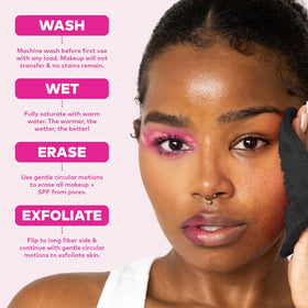 MakeUp Eraser set on bathroom counter ready for travel and daily routines