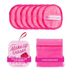 MakeUp Eraser front packaging in pink showing seven pads and benefits