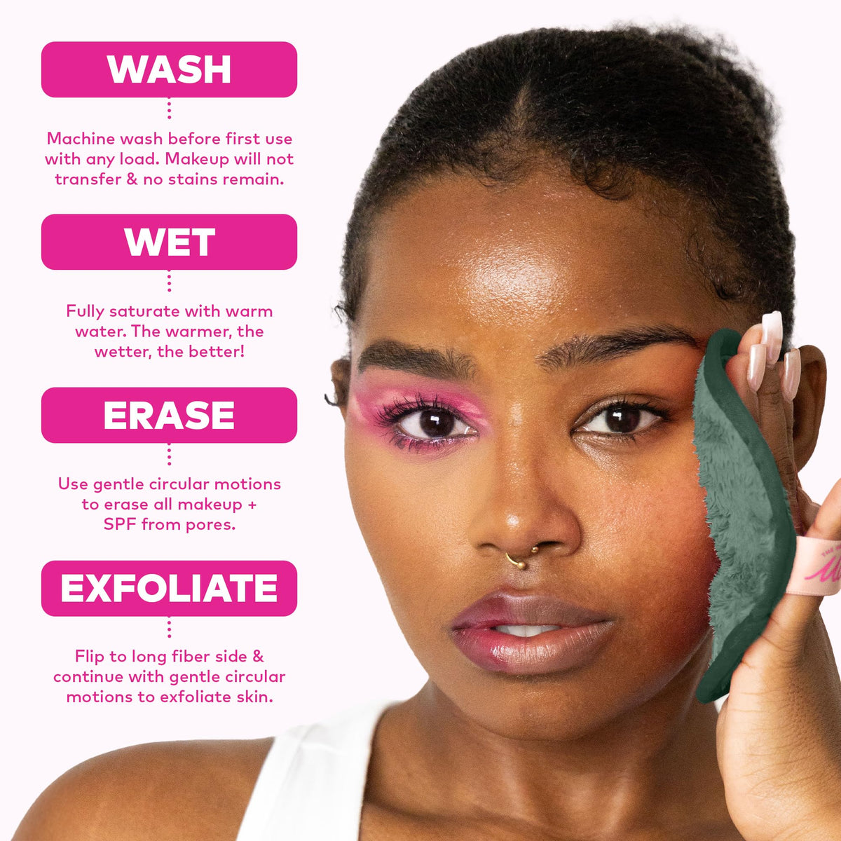 MakeUp Eraser on bathroom counter in neutral setting showing sustainable daily routine