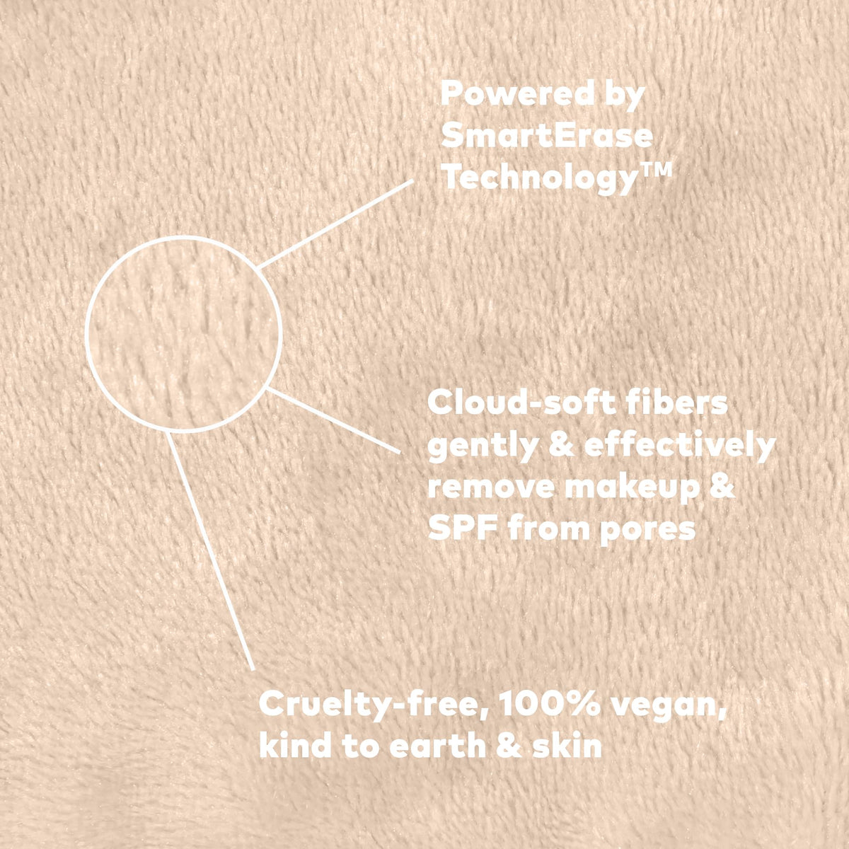 MakeUp Eraser erase side detail revealing short fibers that remove makeup effectively
