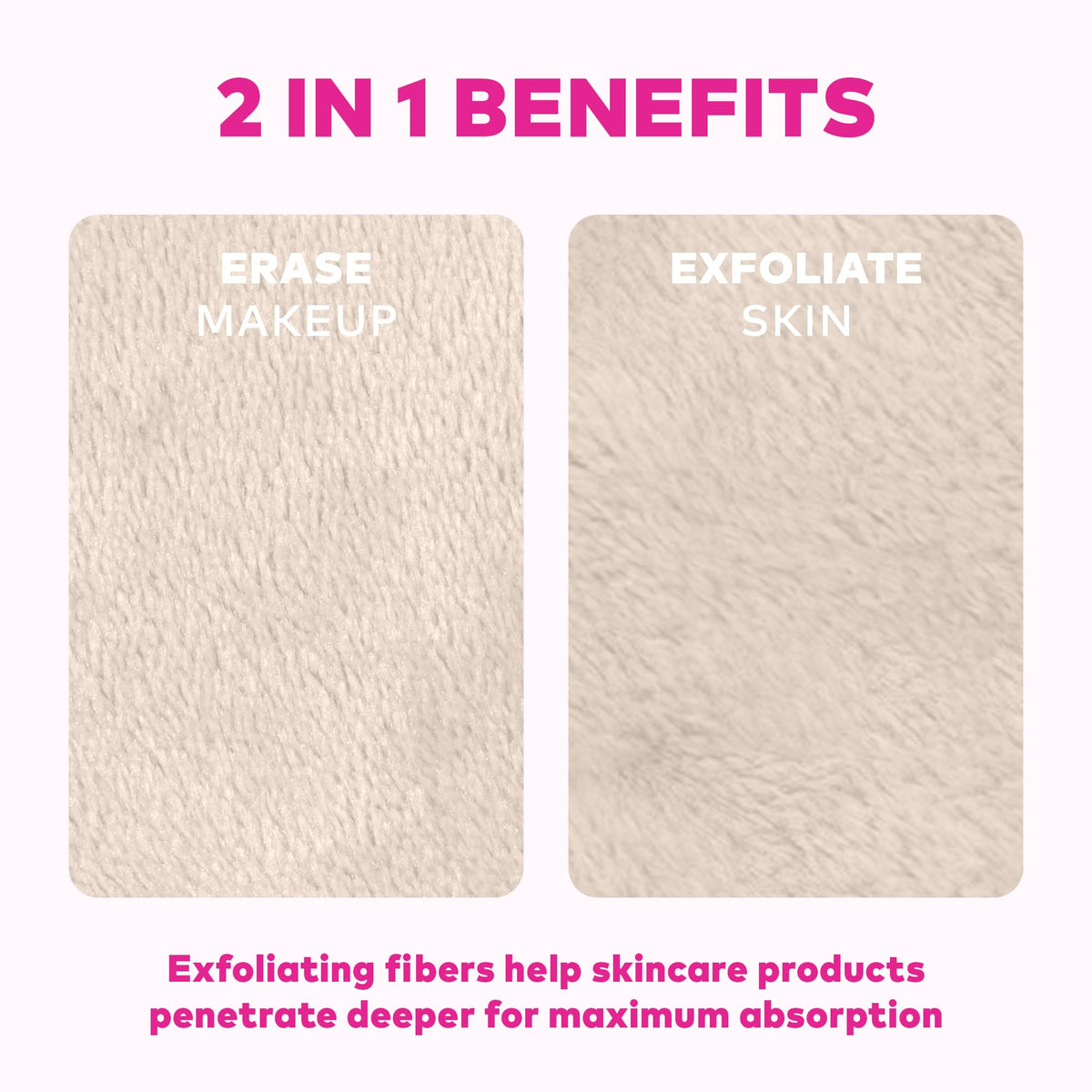 MakeUp Eraser on bathroom counter near sink, fast water-only cleansing benefit