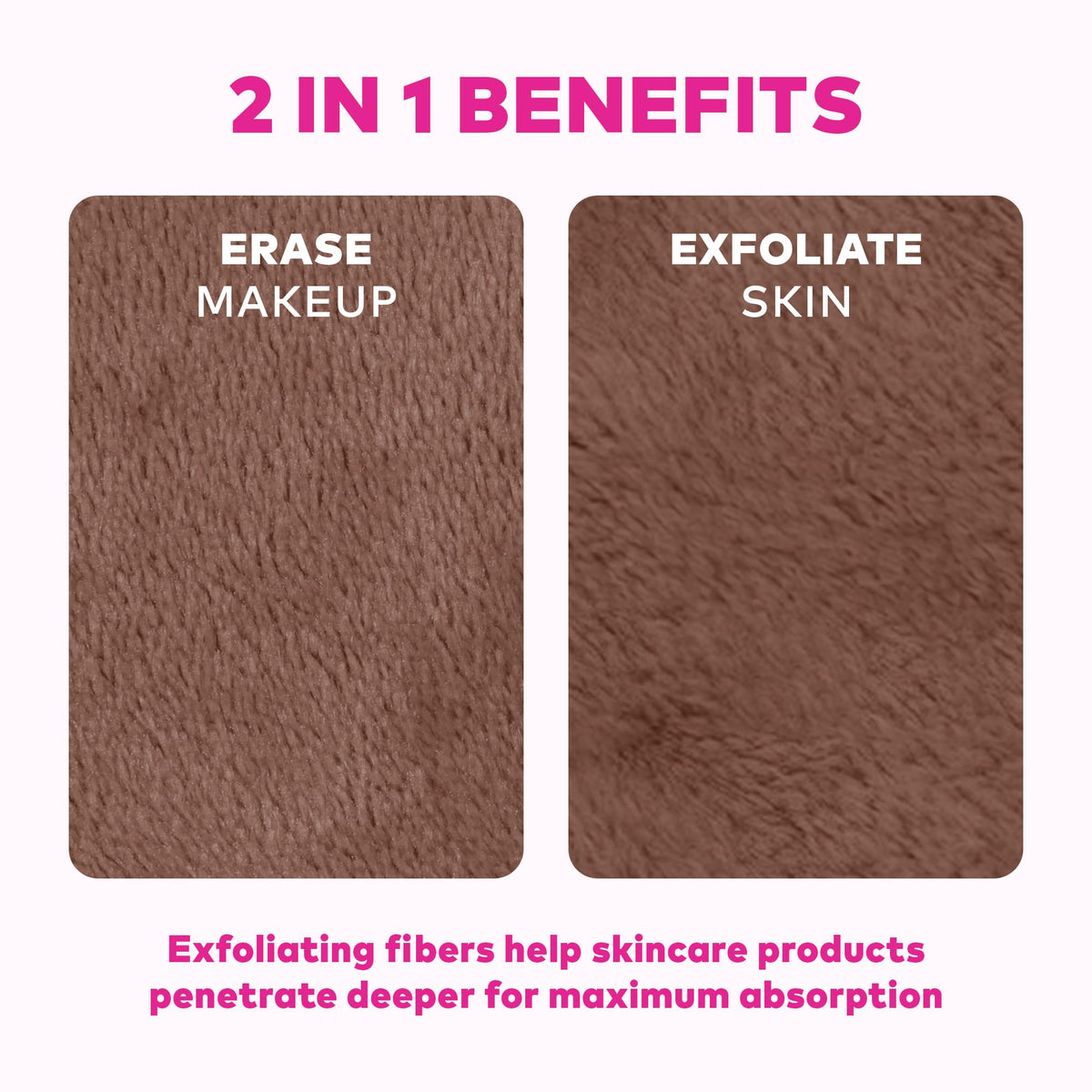 MakeUp Eraser neutral packaging arranged to show reusable, eco-friendly benefit