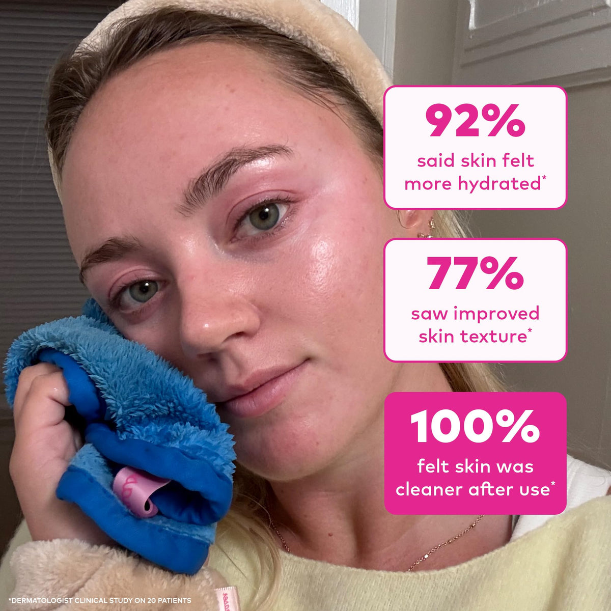 MakeUp Eraser PRO before and after face comparison showing cleaner skin benefit