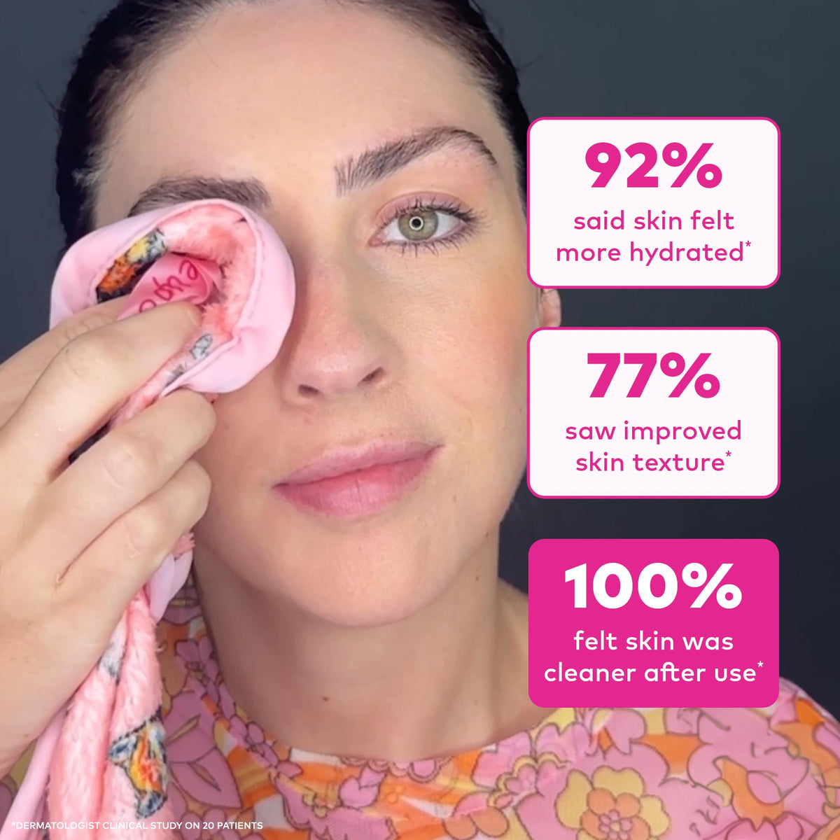 MakeUp Eraser removing waterproof eye makeup with gentle motions for clean skin