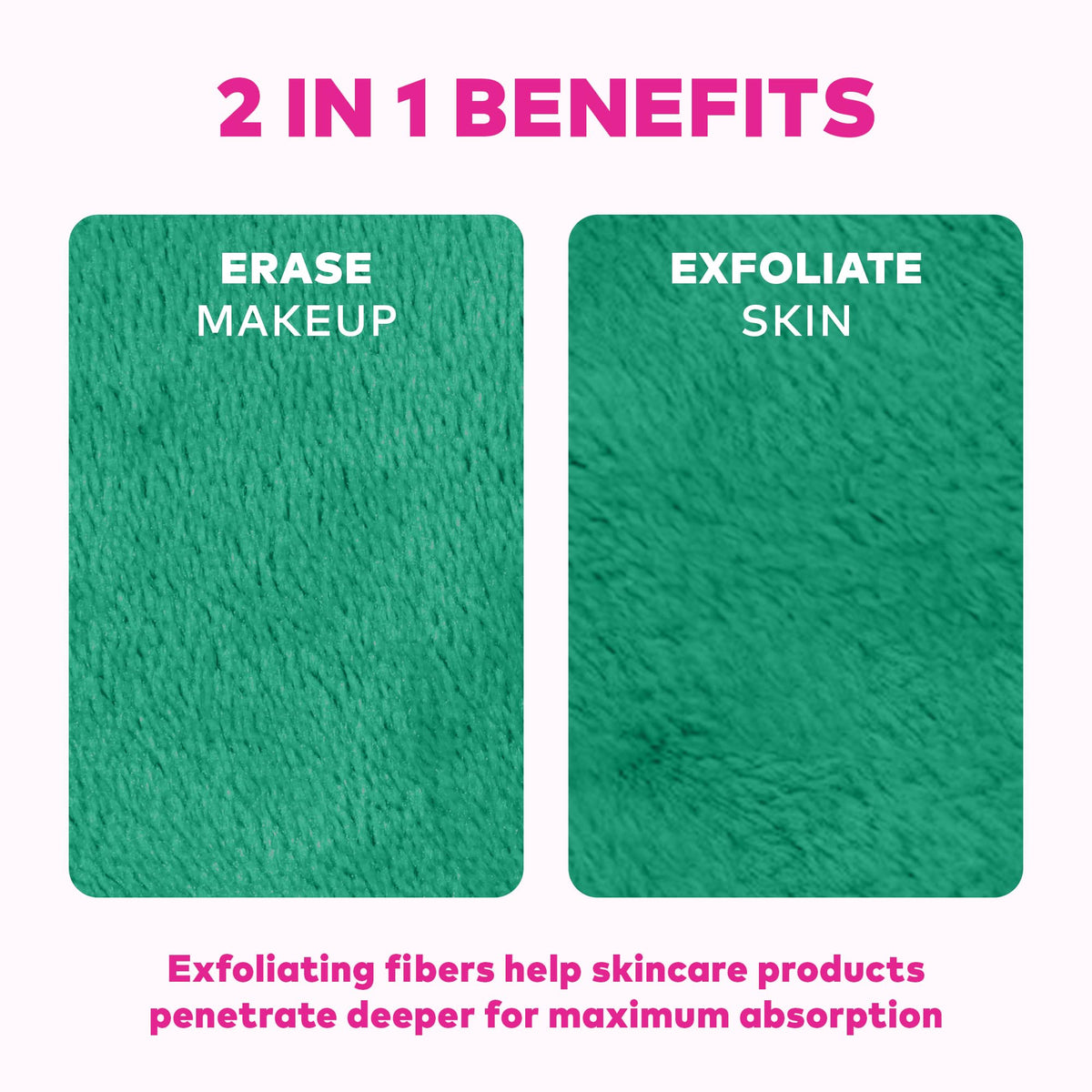 MakeUp Eraser folded next to washing machine to show machine-washable convenience
