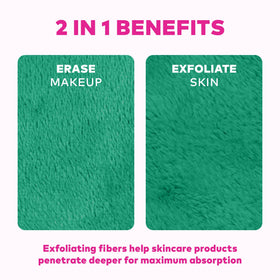 MakeUp Eraser folded next to washing machine to show machine-washable convenience