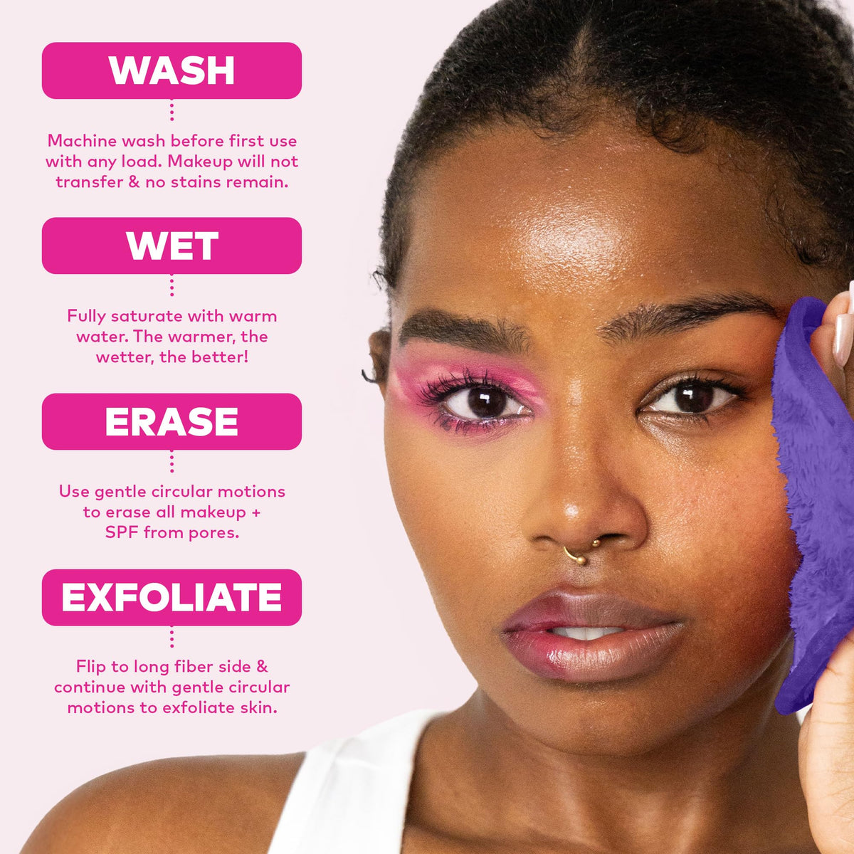 MakeUp Eraser lifestyle bathroom vanity showing sustainable, refill-free routine