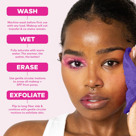 MakeUp Eraser lifestyle bathroom vanity showing sustainable, refill-free routine