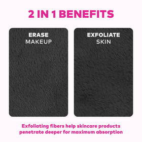 MakeUp Eraser packaging label highlighting brand and sustainable reusable benefit