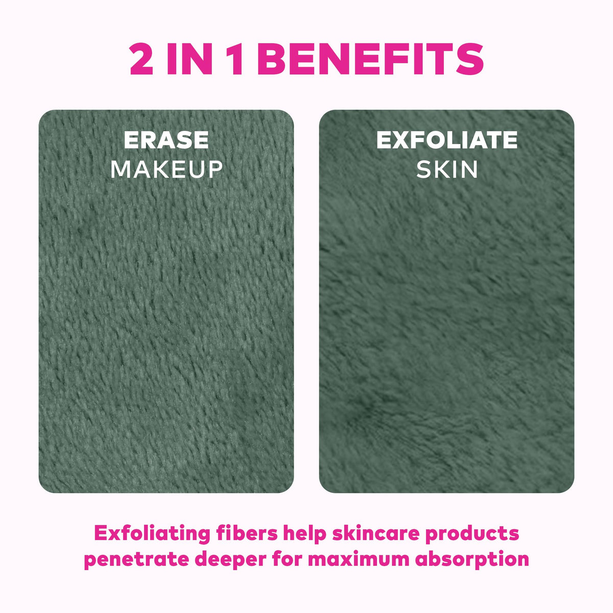 MakeUp Eraser held in hand for scale, seven-day set size and travel-friendly benefit