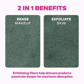 MakeUp Eraser held in hand for scale, seven-day set size and travel-friendly benefit