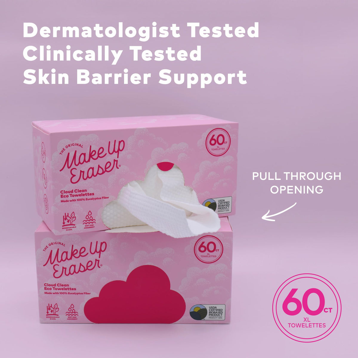 MakeUp Eraser towelette in hand for scale indicating generous dimensions