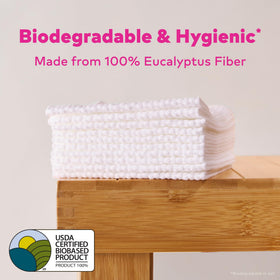 MakeUp Eraser towelette on bathroom counter illustrating hygienic use