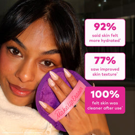 MakeUp Eraser rinsing under water showing easy cleanup and hygiene benefit