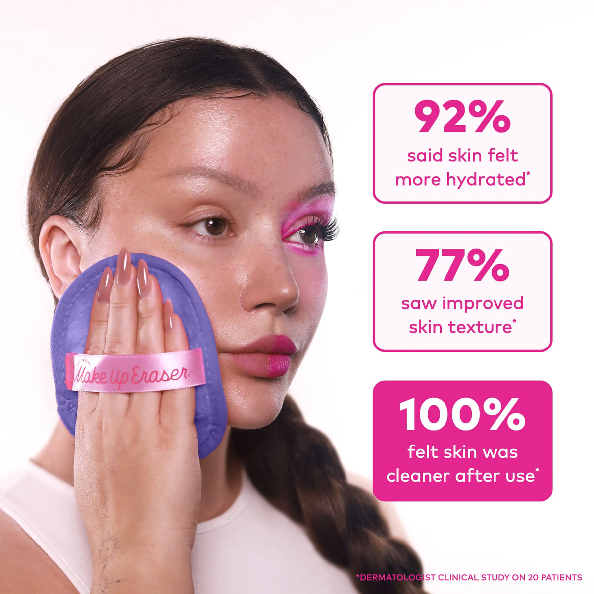 MakeUp Eraser removing waterproof mascara showing thorough, gentle lift