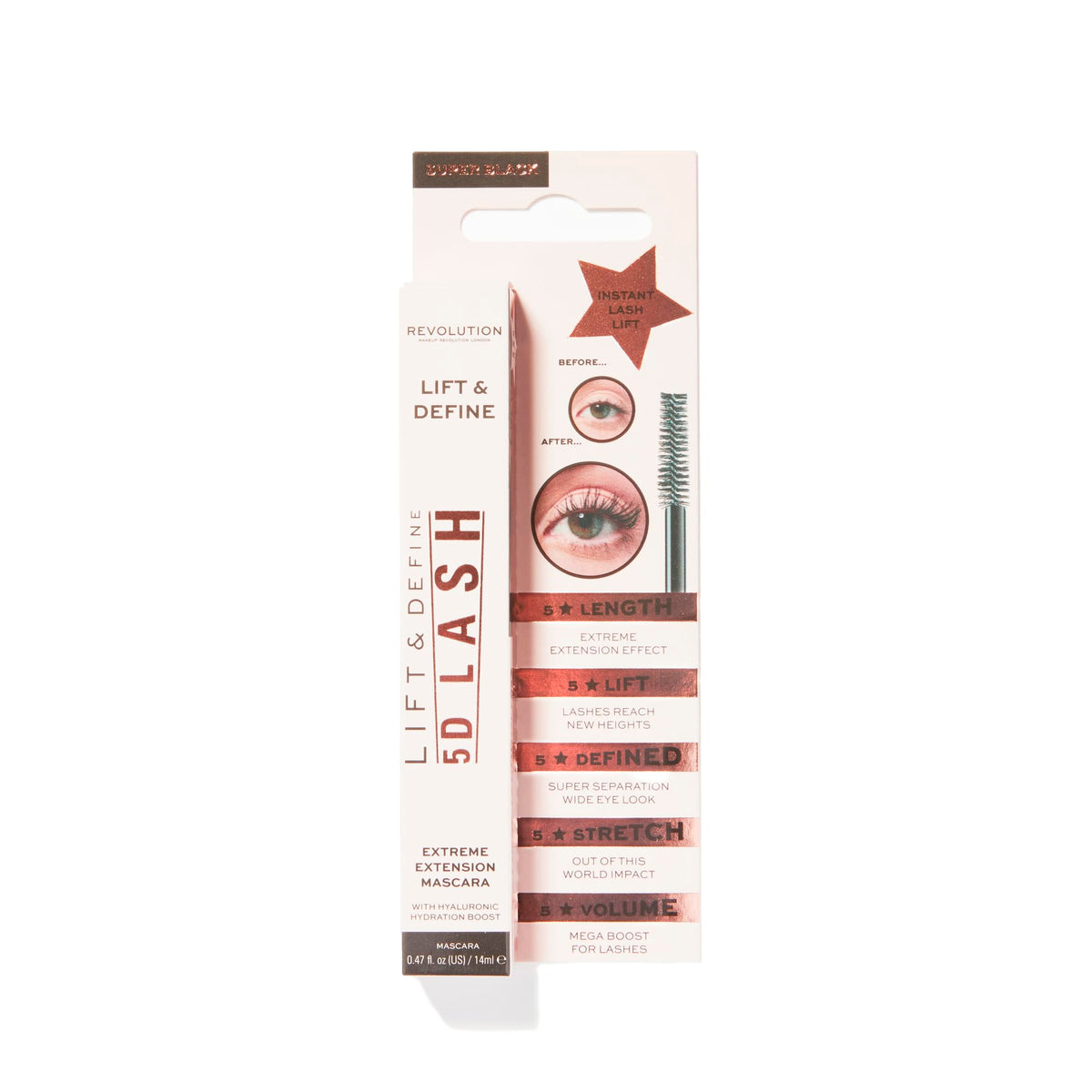 Makeup Revolution applying mascara to lashes, demonstrating easy controlled application