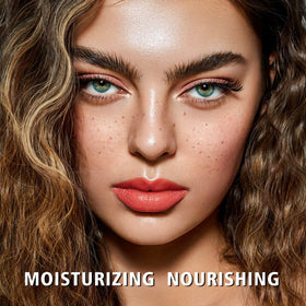 MAKI YIKA applied on lips demonstrating glossy coral color and smoothing