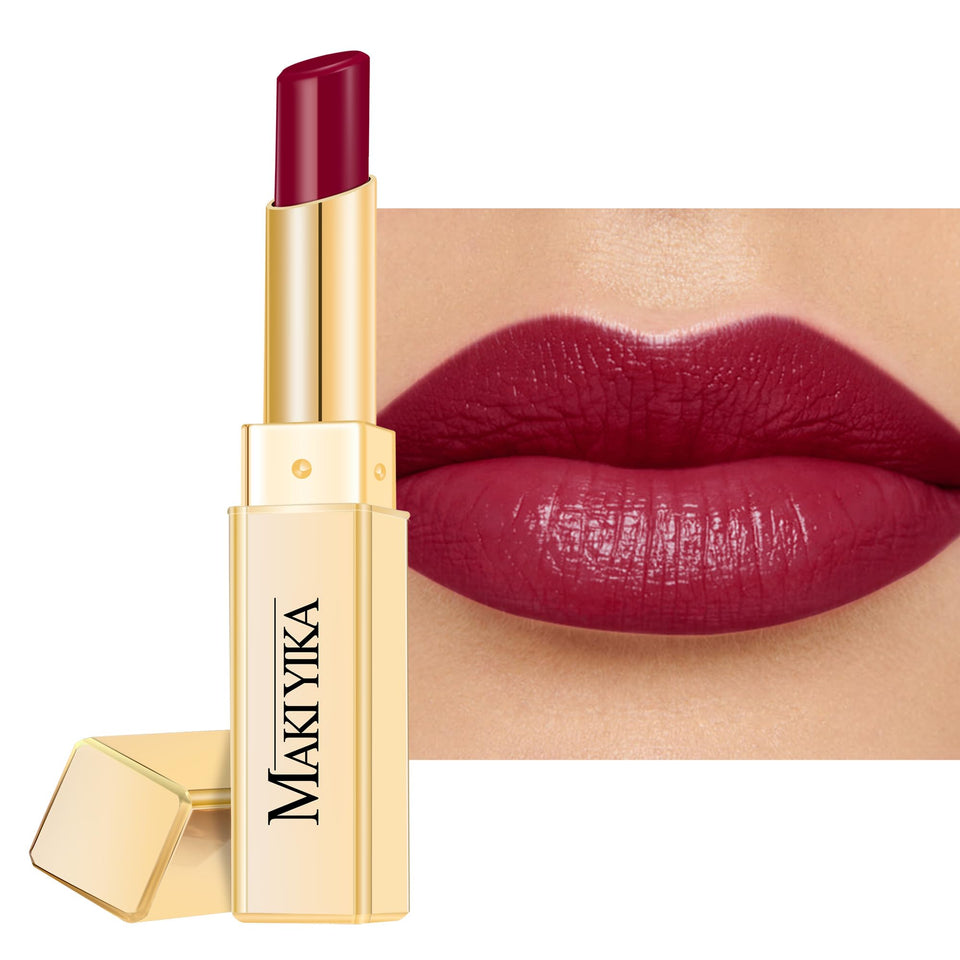 MAKI YIKA front packaging showing MA049 blush berry and glossy finish benefit