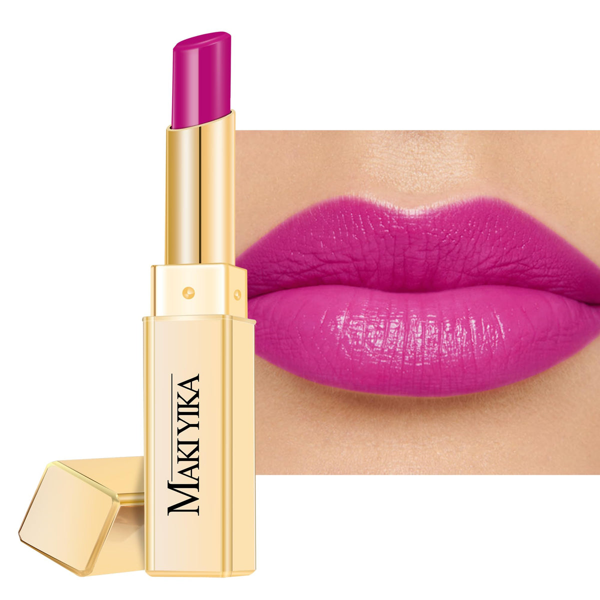 MAKI YIKA front packaging showing Rose Love purple tint and glossy finish benefit