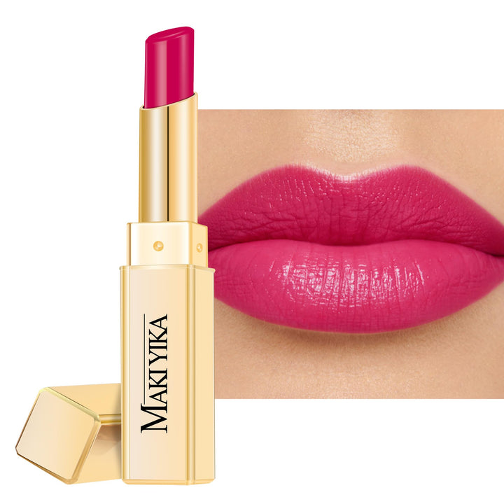 MAKI YIKA front packaging showing bright pink glossy tube and branding benefits