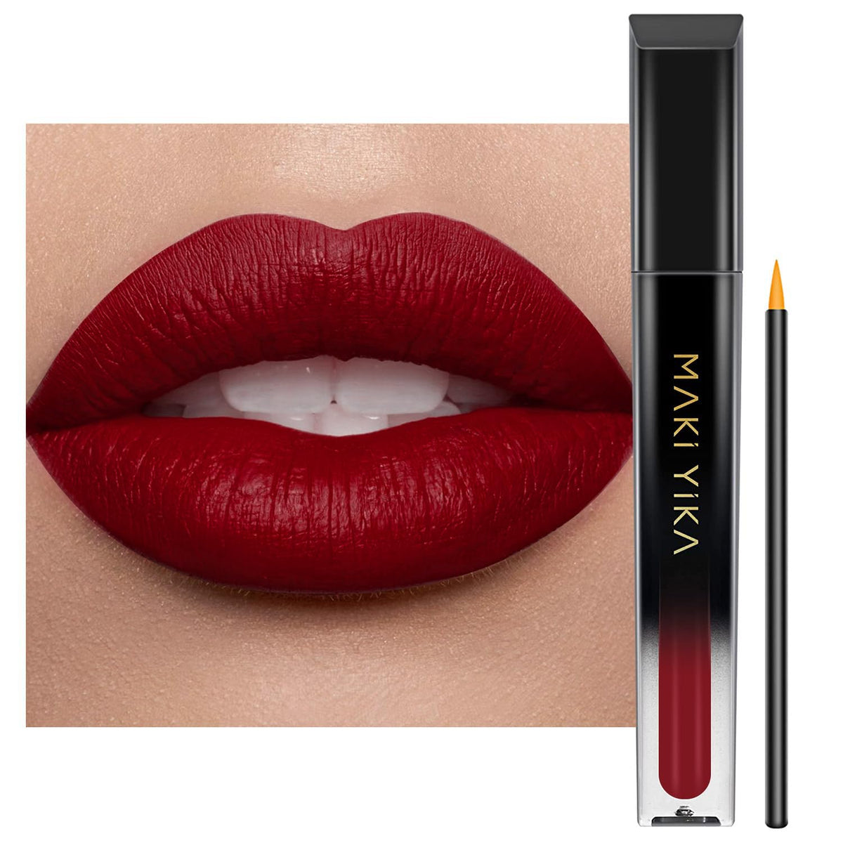 MAKI YIKA front tube showing deep red shade and clean branding for bold color