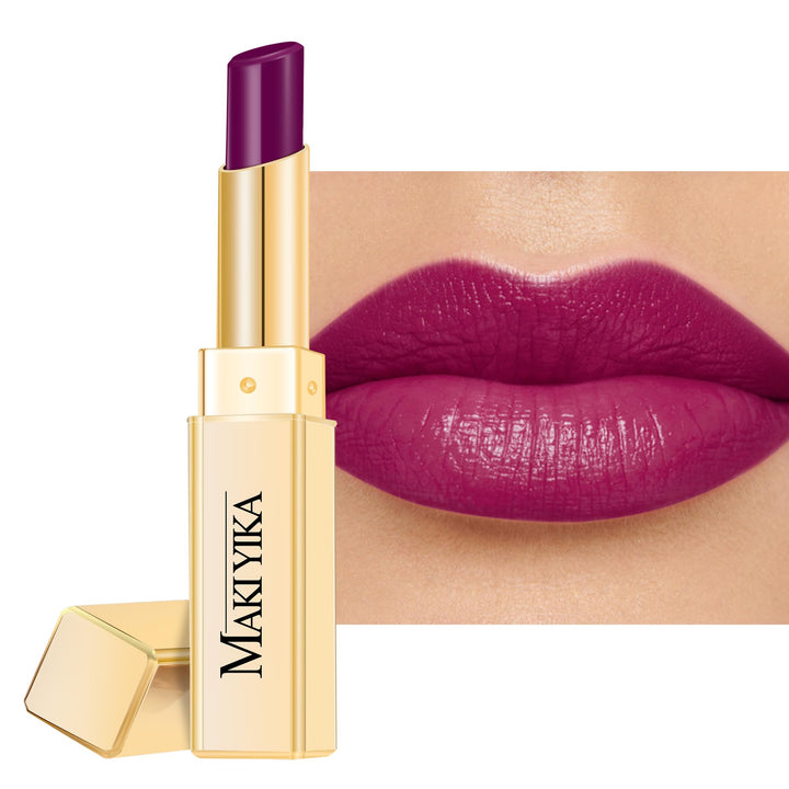 MAKI YIKA front tube view showing glossy jam purple and easy twist cap benefit