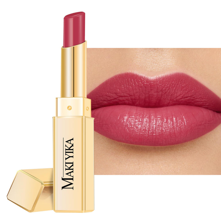 MAKI YIKA front view twist-up lipstick showing sleek packaging and easy application benefit