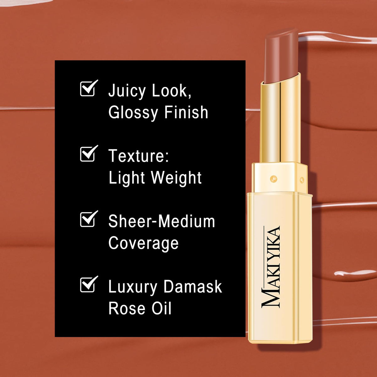 MAKI YIKA lip application on model showing natural brown sheen and hydration