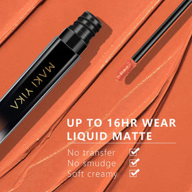 MAKI YIKA swatch on arm showing coral tone and true-to-color payoff
