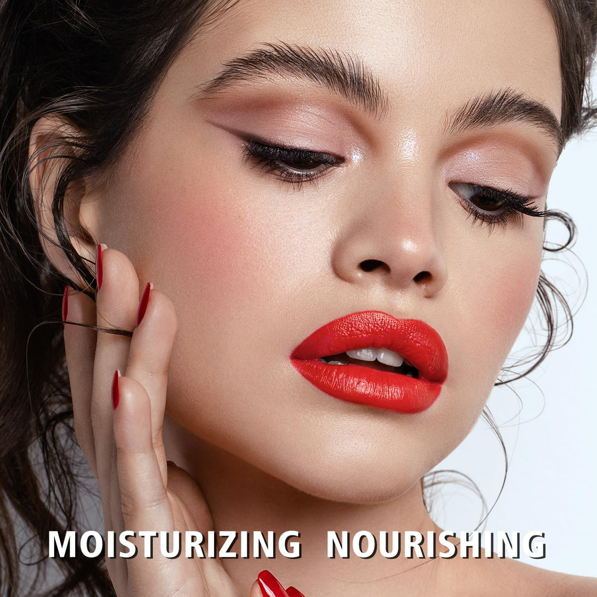 MAKI YIKA applied on lips demonstrating smooth red tint and natural shine