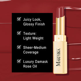 MAKI YIKA lipstick worn on model enhancing lips with hydration